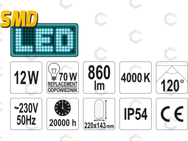 Sieninis, lubinis žibintas ovalo formos 12W LED (YT-81835) 2 Sieninis, lubinis žibintas ovalo formos 12W LED (YT-81835) 2