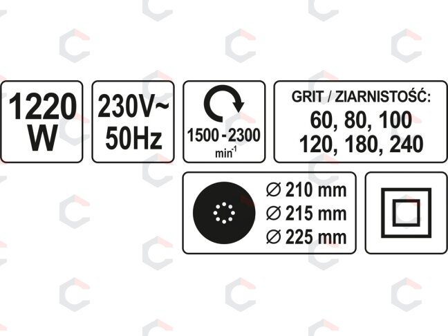 Sienų / lubų šlifavimo mašinėlė | 225 mm | 1220W (YT-82340) 3 Sienų / lubų šlifavimo mašinėlė | 225 mm | 1220W (YT-82340) 3