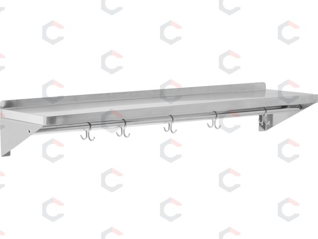 Vienguba sieninė lentyna su borteliu ir kabliukais YATO | 150 × 30 × 18 cm (YG-08938) 2 Vienguba sieninė lentyna su borteliu ir kabliukais YATO | 150 × 30 × 18 cm (YG-08938) 2