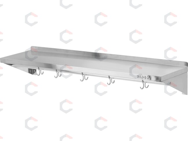 Vienguba sieninė lentyna su borteliu ir kabliukais YATO | 150 × 30 × 18 cm (YG-08938) Vienguba sieninė lentyna su borteliu ir kabliukais YATO | 150 × 30 × 18 cm (YG-08938)