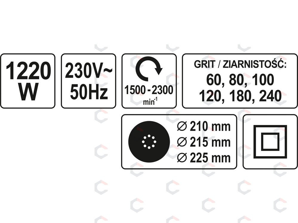 Sienų / lubų šlifavimo mašinėlė | 225 mm | 1220W (YT-82340) 3 Sienų / lubų šlifavimo mašinėlė | 225 mm | 1220W (YT-82340) 3