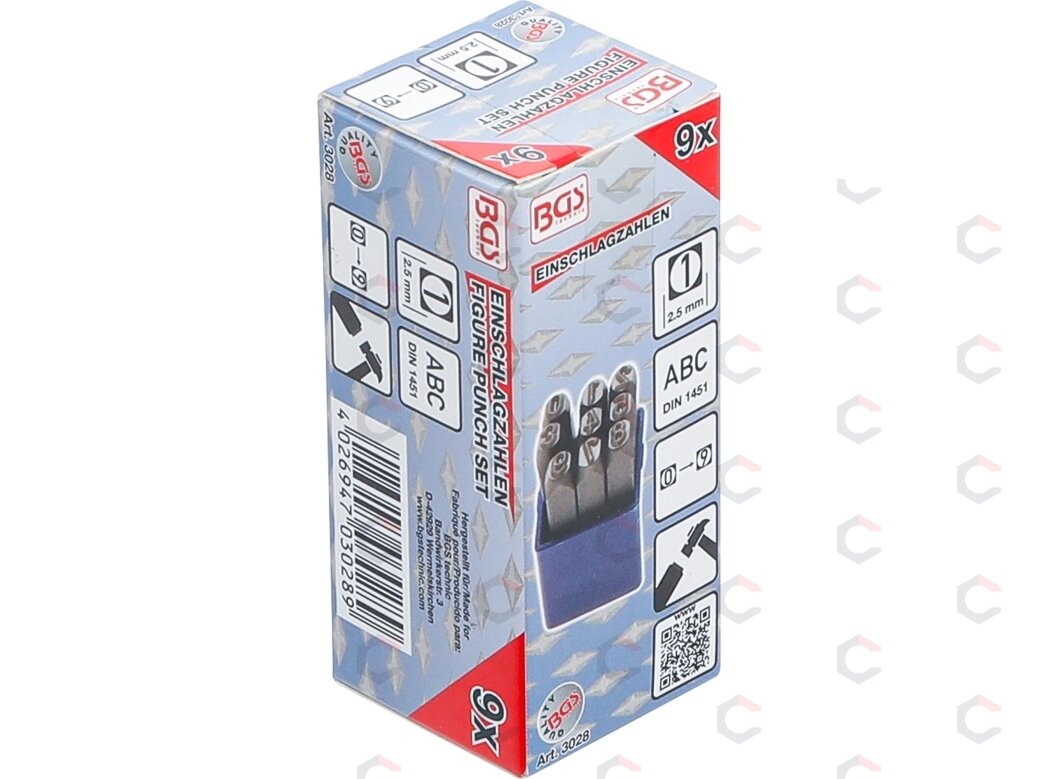 Skaičių išmušėjų rinkinys | 2,5 mm (3028) 1 Skaičių išmušėjų rinkinys | 2,5 mm (3028) 1