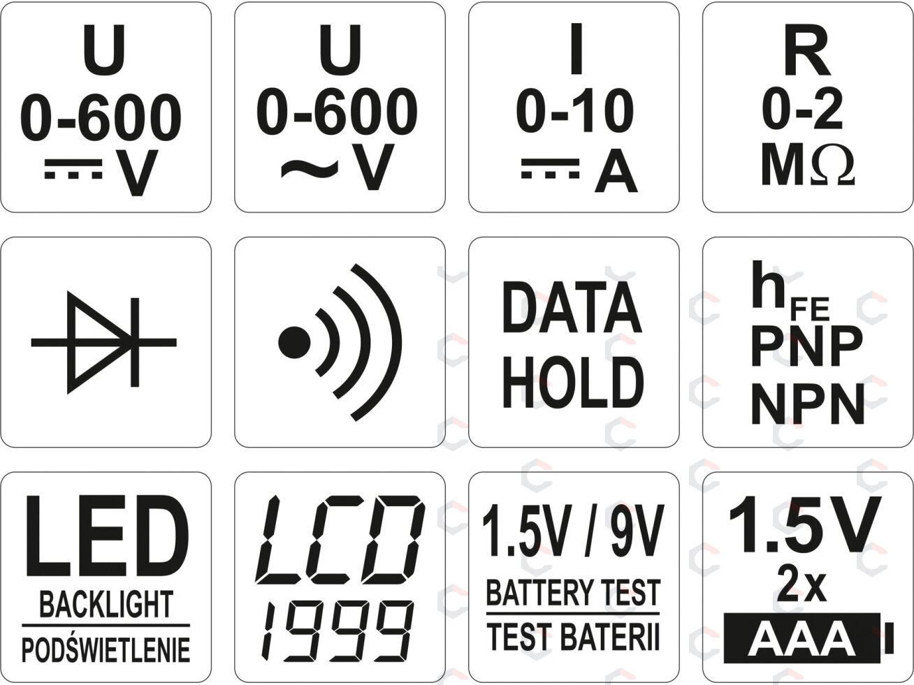 Skaitmeninis daugiafunkcinis testeris | 0-600 V (YT-73081) 4 Skaitmeninis daugiafunkcinis testeris | 0-600 V (YT-73081) 4