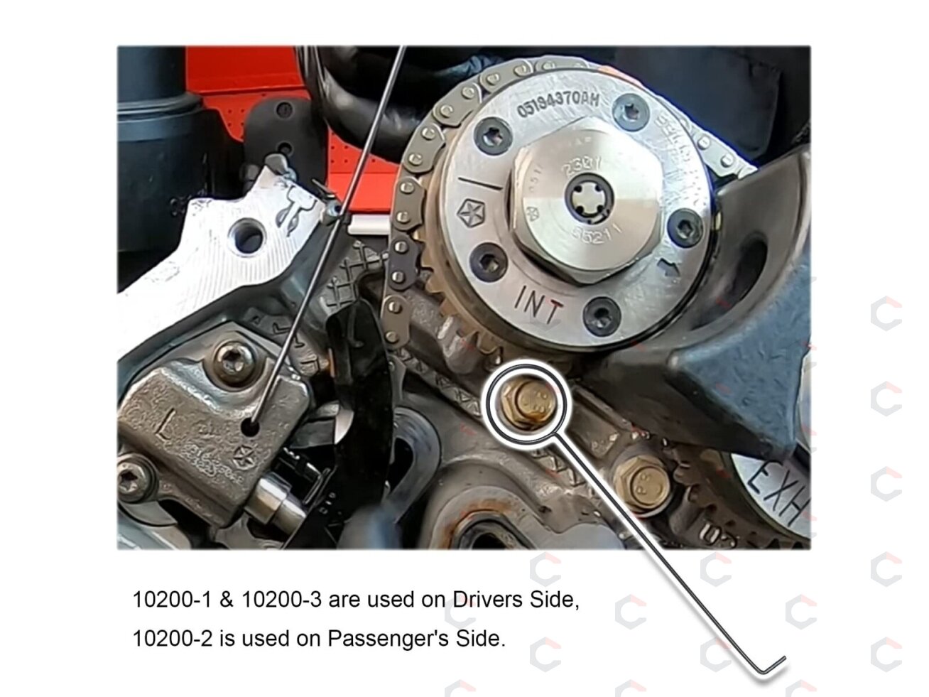 Skirstomojo veleno fazės paskirstymo grandinės įrankiai | VW Chrysler Dodge 3.6L 10200A+10202 (JK36) 5 Skirstomojo veleno fazės paskirstymo grandinės įrankiai | VW Chrysler Dodge 3.6L 10200A+10202 (JK36) 5