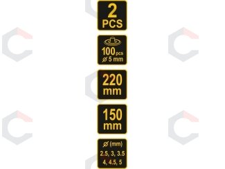 Skylių darymo ir kniedijimo replių rinkinys su kniedėmis | 100 vnt (43603) 4 Skylių darymo ir kniedijimo replių rinkinys su kniedėmis | 100 vnt (43603) 4