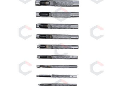 Skylių išmušėjų komplektas | 2,5-10 mm | 9 vnt. (50619) Skylių išmušėjų komplektas | 2,5-10 mm | 9 vnt. (50619)