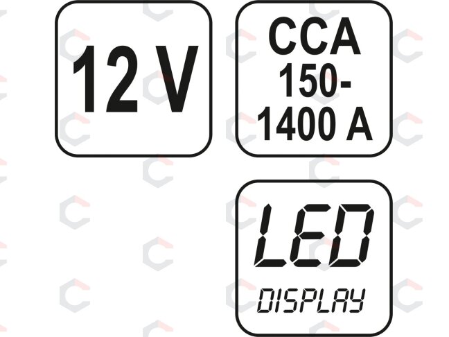 Skaitmeninis akumuliatorių testeris | 12 V | 150–1400 A CCA (YT-8311) 5 Skaitmeninis akumuliatorių testeris | 12 V | 150–1400 A CCA (YT-8311) 5