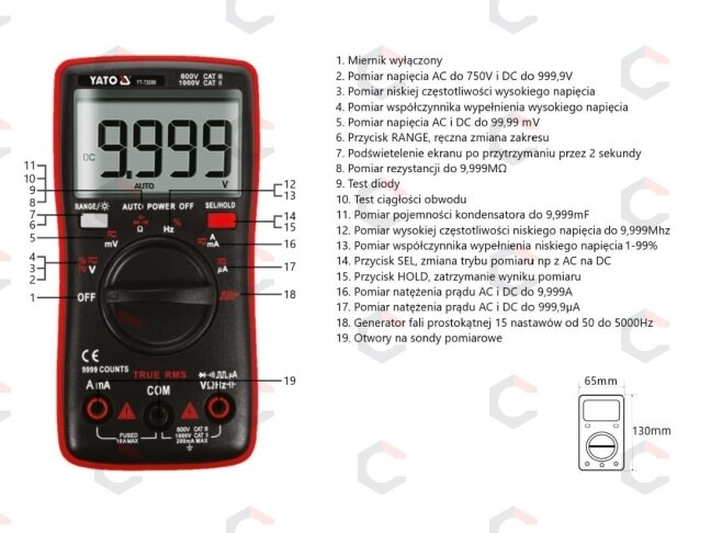Skaitmeninis multimetras | TRUE RMS | automatinis diapazono parinkimas (YT-73089) 7 Skaitmeninis multimetras | TRUE RMS | automatinis diapazono parinkimas (YT-73089) 7