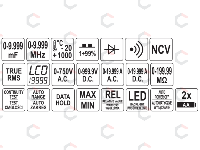 Skaitmeninis daugiafunkcinis testeris | TRUE RMS | (9999 AUTO LCD (YT-730893) 10 Skaitmeninis daugiafunkcinis testeris | TRUE RMS | (9999 AUTO LCD (YT-730893) 10
