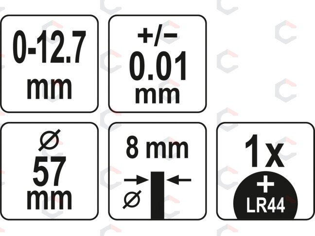 Skaitmeninis indikatorius | 0 - 12.7 mm (YT-72453) 5 Skaitmeninis indikatorius | 0 - 12.7 mm (YT-72453) 5