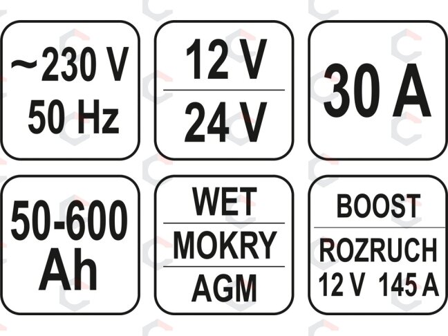 Skaitmeninis pakrovėjas DC 12V 30A / DC 24V 15A su 150AMP | užvedimo funkcija (YT-83052) 2 Skaitmeninis pakrovėjas DC 12V 30A / DC 24V 15A su 150AMP | užvedimo funkcija (YT-83052) 2