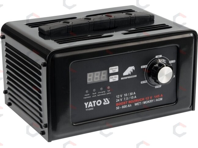 Skaitmeninis pakrovėjas DC 12V 30A / DC 24V 15A su 150AMP | užvedimo funkcija (YT-83052) Skaitmeninis pakrovėjas DC 12V 30A / DC 24V 15A su 150AMP | užvedimo funkcija (YT-83052)