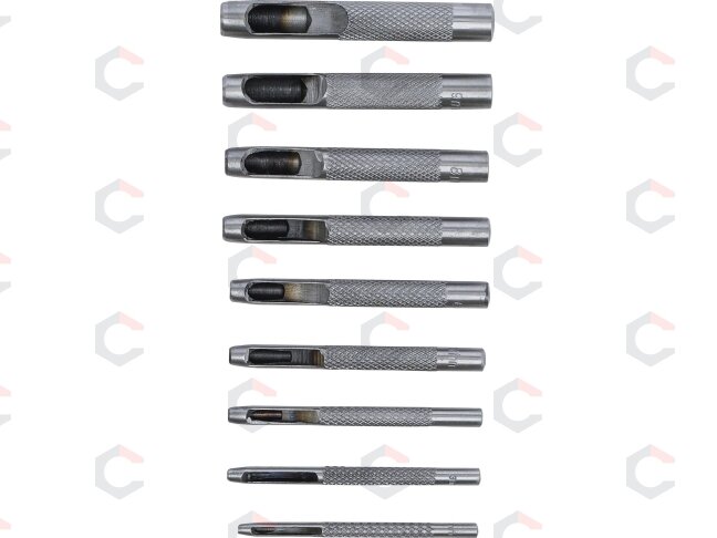 Skylių išmušėjų komplektas | 2,5-10 mm | 9 vnt. (50619) 1 Skylių išmušėjų komplektas | 2,5-10 mm | 9 vnt. (50619) 1