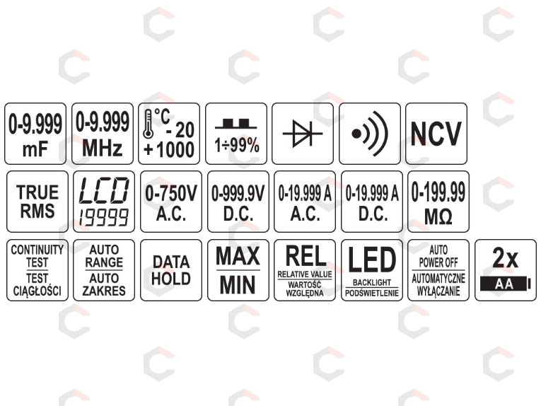 Skaitmeninis daugiafunkcinis testeris | TRUE RMS | (9999 AUTO LCD (YT-730893) 10 Skaitmeninis daugiafunkcinis testeris | TRUE RMS | (9999 AUTO LCD (YT-730893) 10