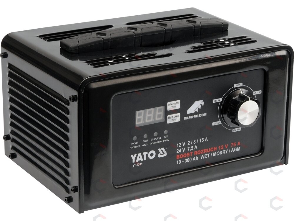 Skaitmeninis pakrovėjas DC 12V 15A / DC 24V 7.5A su 75AMP | užvedimo funkcija (YT-83051) Skaitmeninis pakrovėjas DC 12V 15A / DC 24V 7.5A su 75AMP | užvedimo funkcija (YT-83051)