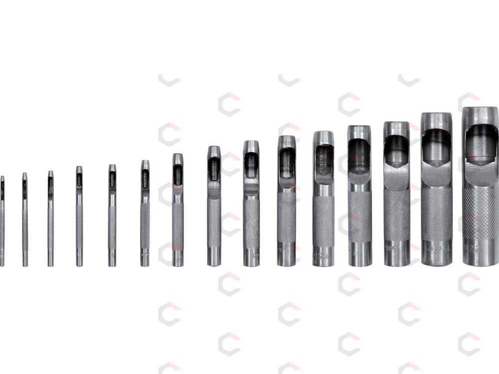 Skylių išmušėjų odoje rinkinys | 2-22 mm | 15 vnt. (YT-3591) 1 Skylių išmušėjų odoje rinkinys | 2-22 mm | 15 vnt. (YT-3591) 1