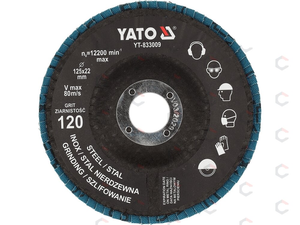 Cirkonio žiedlapinis šlifavimo diskas | P120 | 125 × 22 mm (YT-833009) Cirkonio žiedlapinis šlifavimo diskas | P120 | 125 × 22 mm (YT-833009)
