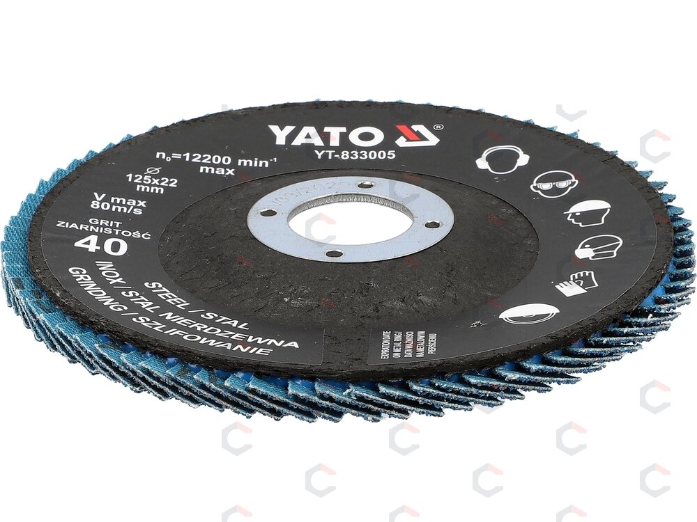 Cirkonio lapelinis šlifavimo diskas | P40 | 125 x 22 mm (YT-833005) 2 Cirkonio lapelinis šlifavimo diskas | P40 | 125 x 22 mm (YT-833005) 2