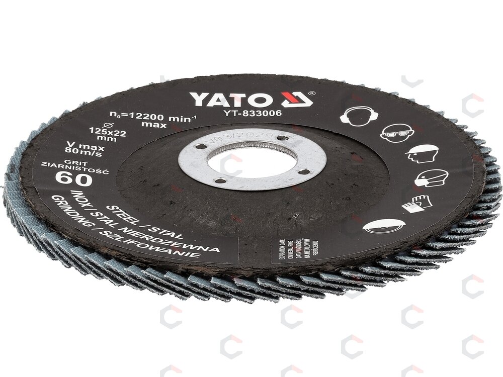 Cirkonio lapelinis šlifavimo diskas | P60 | 125 x 22 mm (YT-833006) 2 Cirkonio lapelinis šlifavimo diskas | P60 | 125 x 22 mm (YT-833006) 2
