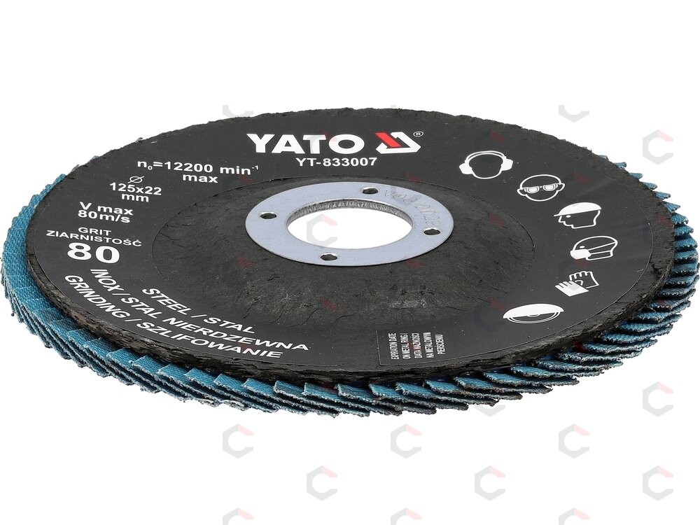 Cirkonio lapelinis šlifavimo diskas | P80 | 125 x 22 mm (YT-833007) 2 Cirkonio lapelinis šlifavimo diskas | P80 | 125 x 22 mm (YT-833007) 2
