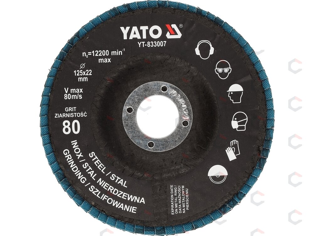 Cirkonio lapelinis šlifavimo diskas | P80 | 125 x 22 mm (YT-833007) Cirkonio lapelinis šlifavimo diskas | P80 | 125 x 22 mm (YT-833007)