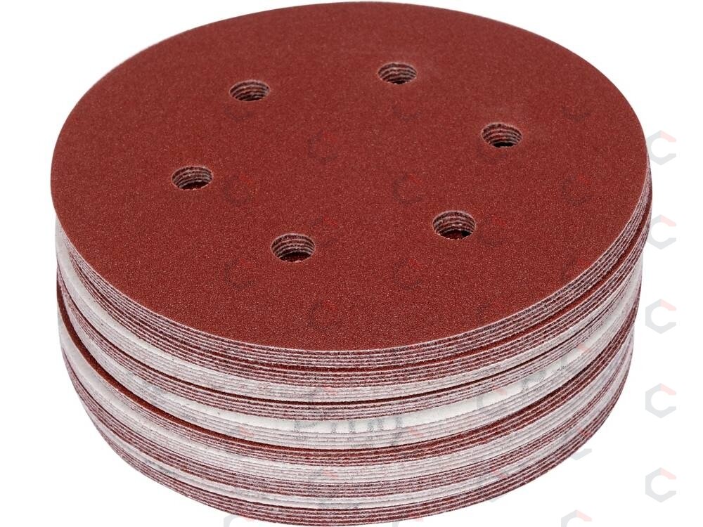 Šlifavimo popierius {velcro) | 6 skylės | 150 mm / P100 | 50 vnt. (YT-834584) Šlifavimo popierius {velcro) | 6 skylės | 150 mm / P100 | 50 vnt. (YT-834584)