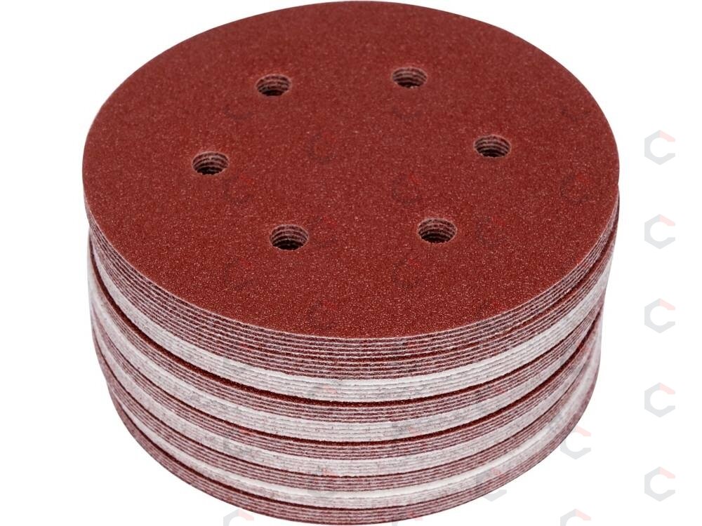Šlifavimo popierius {velcro) | 6 skylės | 150 mm / P120 | 50 vnt. (YT-834585) Šlifavimo popierius {velcro) | 6 skylės | 150 mm / P120 | 50 vnt. (YT-834585)