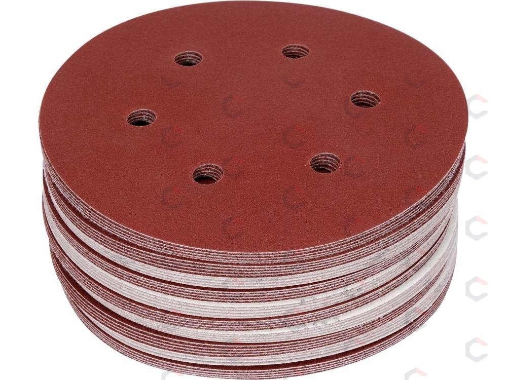 Šlifavimo popierius {velcro) | 6 skylės | 150 mm / P180 | 50 vnt. (YT-834587)