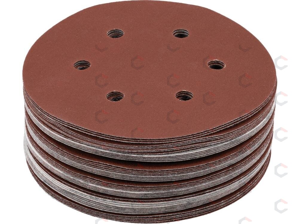 Šlifavimo popierius {velcro) | 6 skylės | 150 mm / P240 | 50 vnt. (YT-834589) Šlifavimo popierius {velcro) | 6 skylės | 150 mm / P240 | 50 vnt. (YT-834589)