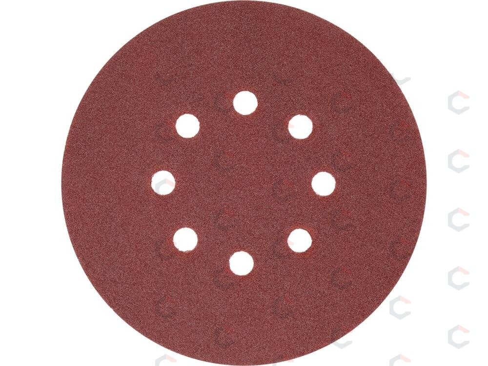 Šlifavimo popierius {velcro) | 8 skylės | 150 mm / P120 | 50 vnt. (YT-834595) 1 Šlifavimo popierius {velcro) | 8 skylės | 150 mm / P120 | 50 vnt. (YT-834595) 1