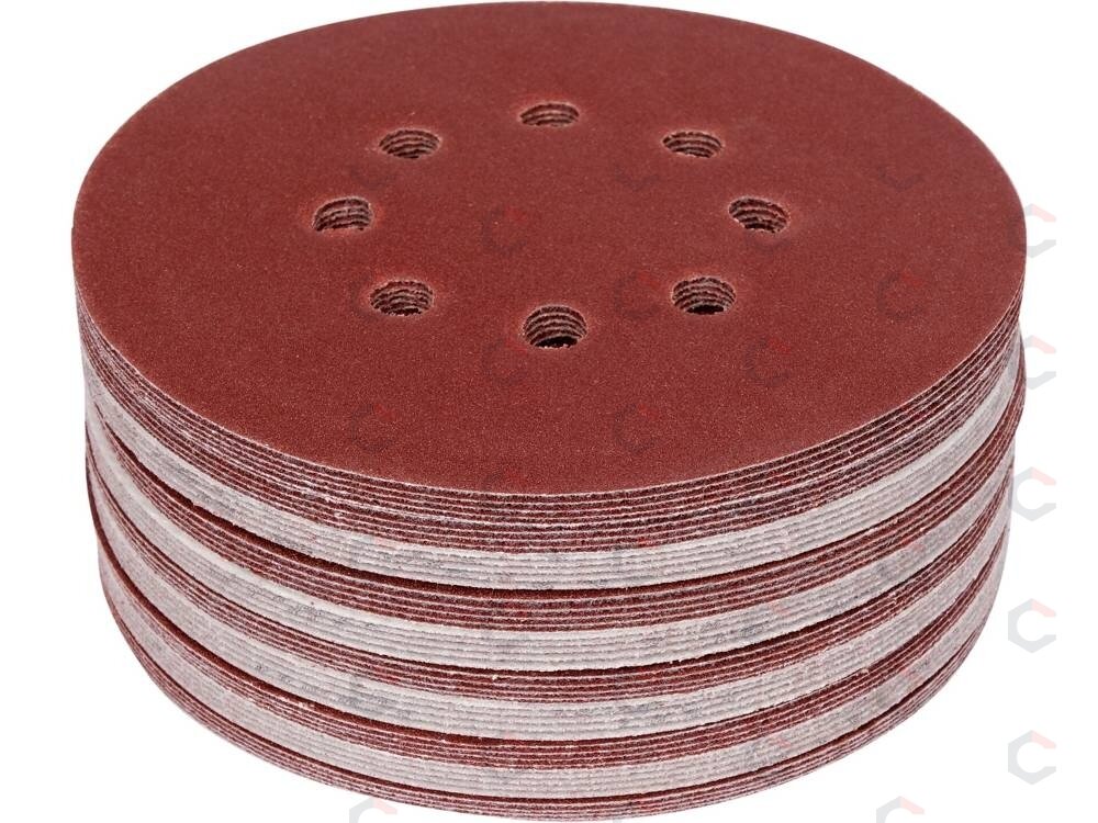Šlifavimo popierius {velcro) | 8 skylės | 150 mm / P120 | 50 vnt. (YT-834595) Šlifavimo popierius {velcro) | 8 skylės | 150 mm / P120 | 50 vnt. (YT-834595)