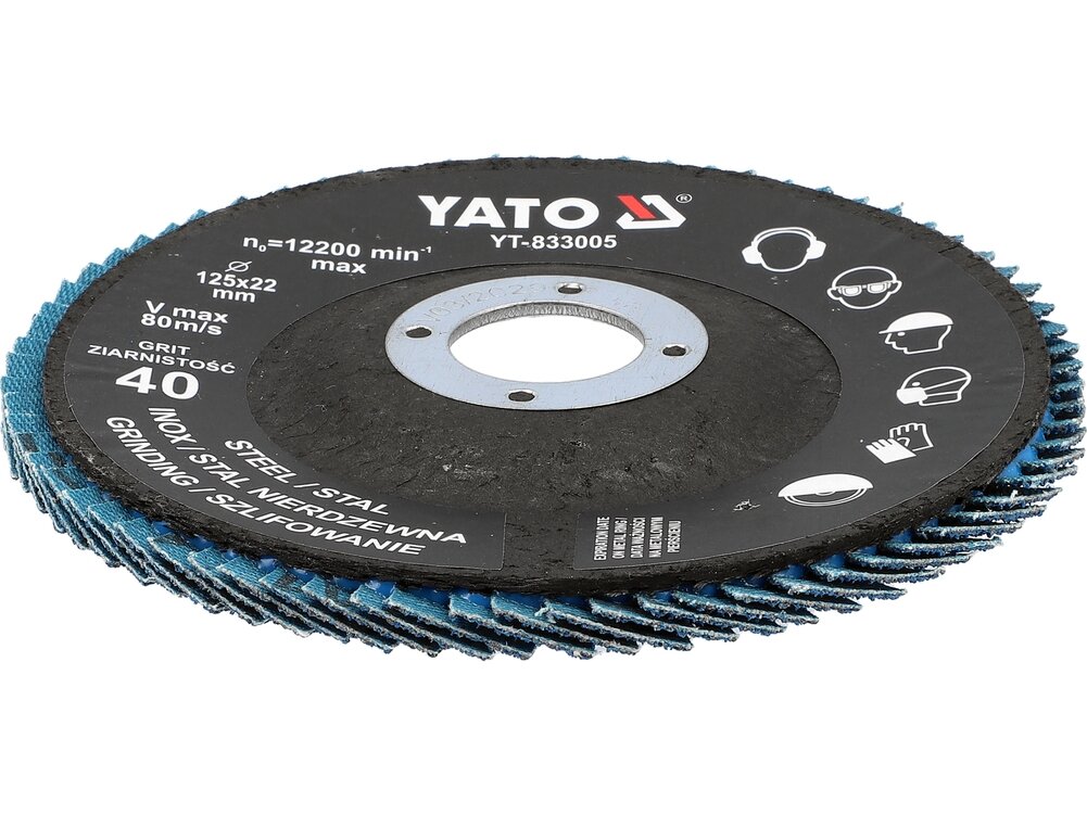 Cirkonio korundo lapelinių šlifavimo diskų rinkinys P40, 125 × 22 mm, 10 vnt. YATO (YT-833000) 3