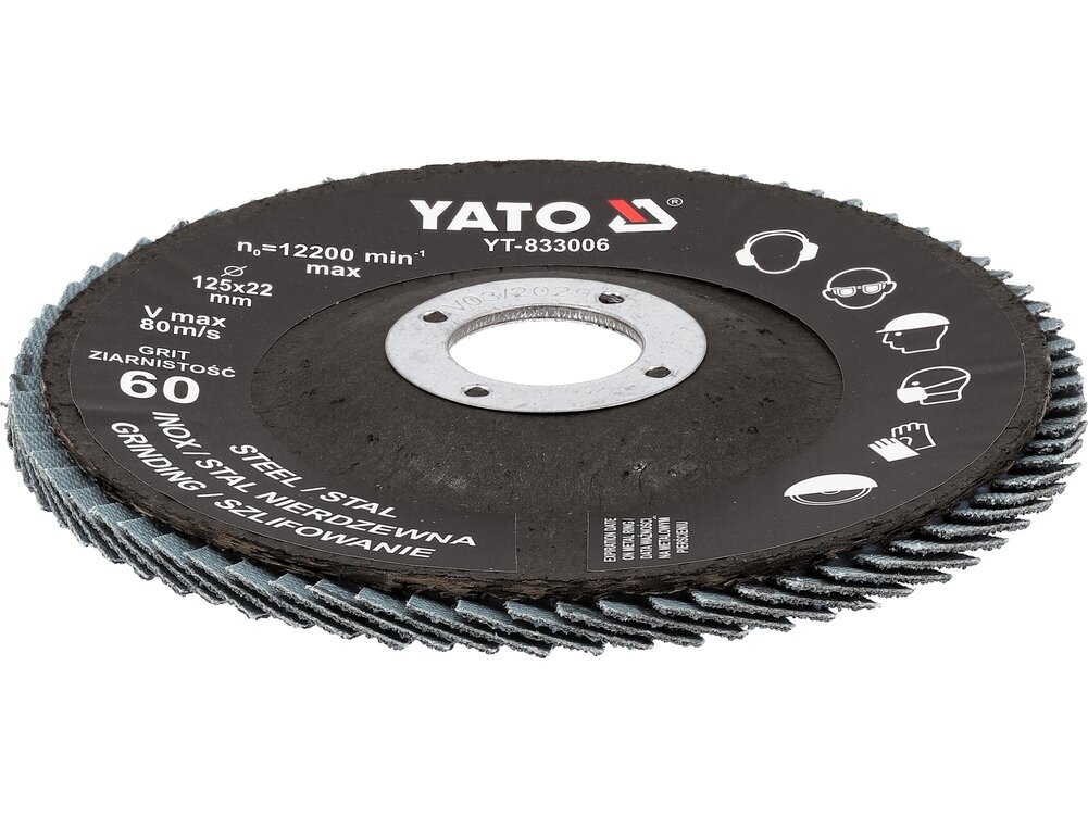 Cirkonio korundo lapelinių šlifavimo diskų rinkinys P60, 125 × 22 mm, 10 vnt. YATO (YT-833001) 3