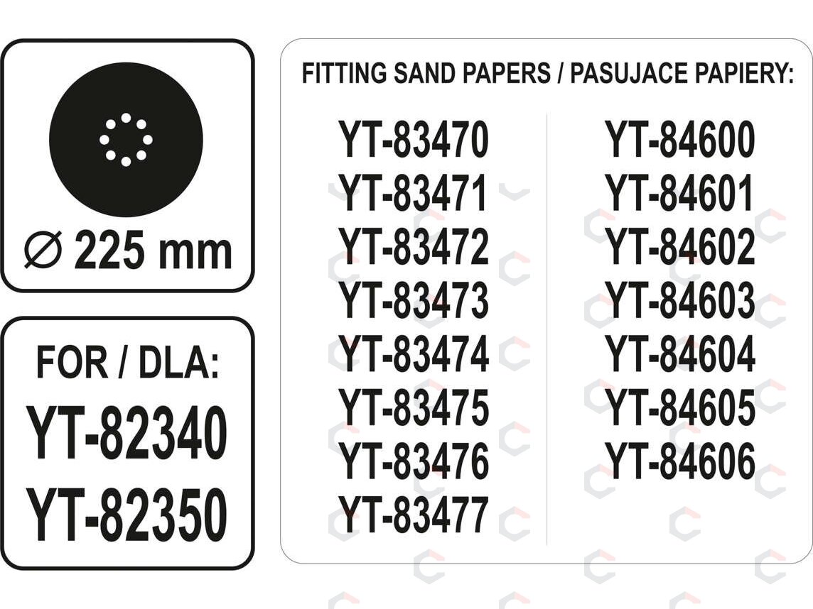 Šlifavimo padas / apvali šlifavimo galvutė YT-82350, YT-82340 šlifuokliui | 225 mm (YT-82353) 1 Šlifavimo padas / apvali šlifavimo galvutė YT-82350, YT-82340 šlifuokliui | 225 mm (YT-82353) 1