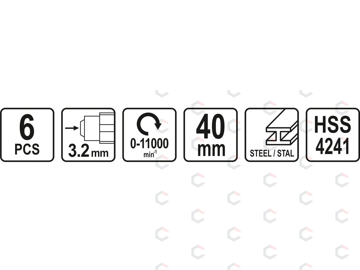 Šlifavimo antgalių rinkinys graveriui | HSS | 6 vnt. (25405) 2