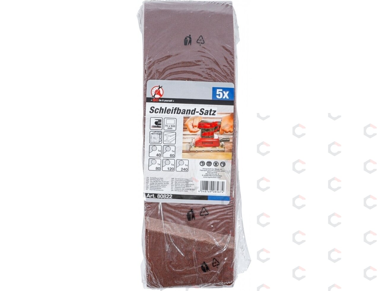Šlifavimo juostų rinkinys | juostiniam šlifuokliui | 75 x 533 mm | K 40 - 60 - 80 - 120 - 240 | 5 vnt. (80822) 3 Šlifavimo juostų rinkinys | juostiniam šlifuokliui | 75 x 533 mm | K 40 - 60 - 80 - 120 - 240 | 5 vnt. (80822) 3