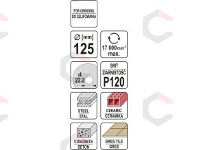 Šlifavimo diskas universalus | elastinis | P120 / 125 mm (YT-83266) 1 Šlifavimo diskas universalus | elastinis | P120 / 125 mm (YT-83266) 1