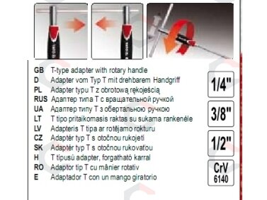 Slankiojanti rankena galvutėms | gumuota | 6.3 mm (1/4") (YT-1565) 2