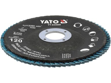 Cirkonio korundo lapelinių šlifavimo diskų rinkinys P120, 125 × 22 mm, 10 vnt. YATO (YT-833004)