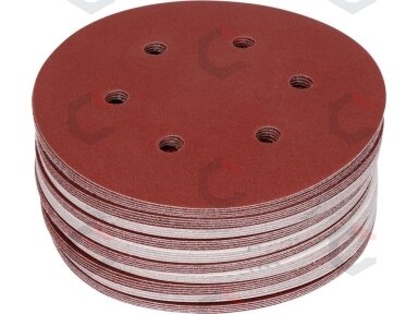 Šlifavimo popierius {velcro) | 6 skylės | 150 mm / P180 | 50 vnt. (YT-834587)