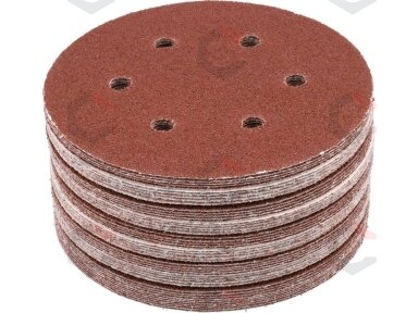 Šlifavimo popierius {velcro) | 6 skylės | 150 mm / P40 | 50 vnt. (YT-834581) Šlifavimo popierius {velcro) | 6 skylės | 150 mm / P40 | 50 vnt. (YT-834581)