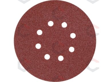 Šlifavimo popierius {velcro) | 8 skylės | 150 mm / P100 | 50 vnt. (YT-834594) Šlifavimo popierius {velcro) | 8 skylės | 150 mm / P100 | 50 vnt. (YT-834594)
