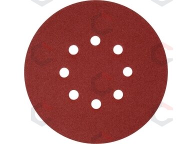 Šlifavimo popierius {velcro) | 8 skylės | 150 mm / P180 | 50 vnt. (YT-834597) Šlifavimo popierius {velcro) | 8 skylės | 150 mm / P180 | 50 vnt. (YT-834597)