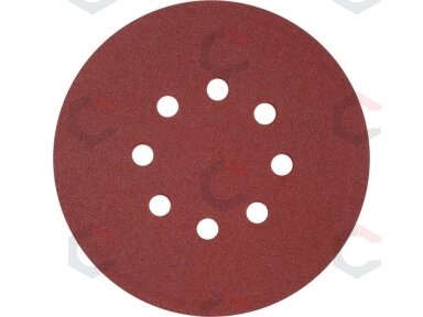 Šlifavimo popierius {velcro) | 8 skylės | 150 mm / P240 | 50 vnt. (YT-834599) Šlifavimo popierius {velcro) | 8 skylės | 150 mm / P240 | 50 vnt. (YT-834599)