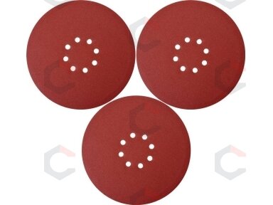 Šlifavimo popierius (velcro) apvalus | su skylėm | 225 mm / P150 | 3 vnt. (YT-83475)