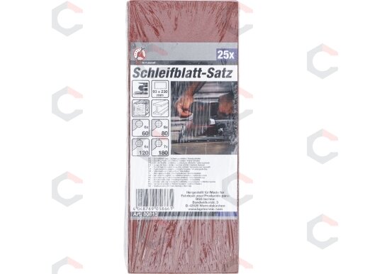 Šlifavimo padų rinkinys | Orbitinis šlifuoklis / rankinis šlifuoklis | 93 x 230 mm | K 60 - 120 | 25 vnt. (80813) 2 Šlifavimo padų rinkinys | Orbitinis šlifuoklis / rankinis šlifuoklis | 93 x 230 mm | K 60 - 120 | 25 vnt. (80813) 2