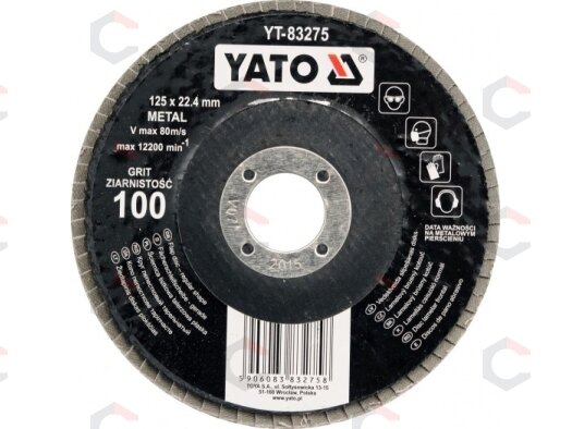 Šlifavimo diskas lapelinis | plokščios formos | P40 | 125X22,2 mm (YT-83272) Šlifavimo diskas lapelinis | plokščios formos | P40 | 125X22,2 mm (YT-83272)