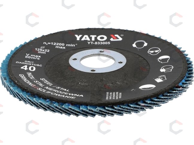 Cirkonio lapelinis šlifavimo diskas | P40 | 125 x 22 mm (YT-833005) 2 Cirkonio lapelinis šlifavimo diskas | P40 | 125 x 22 mm (YT-833005) 2