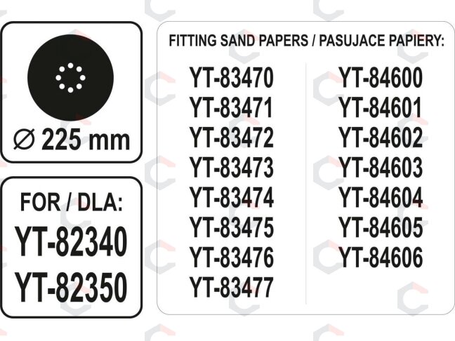 Šlifavimo padas / apvali šlifavimo galvutė YT-82350, YT-82340 šlifuokliui | 225 mm (YT-82353) 1 Šlifavimo padas / apvali šlifavimo galvutė YT-82350, YT-82340 šlifuokliui | 225 mm (YT-82353) 1
