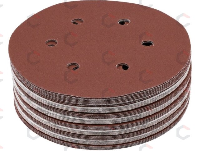 Šlifavimo popierius {velcro) | 6 skylės | 150 mm / P220 | 50 vnt. (YT-834588) Šlifavimo popierius {velcro) | 6 skylės | 150 mm / P220 | 50 vnt. (YT-834588)